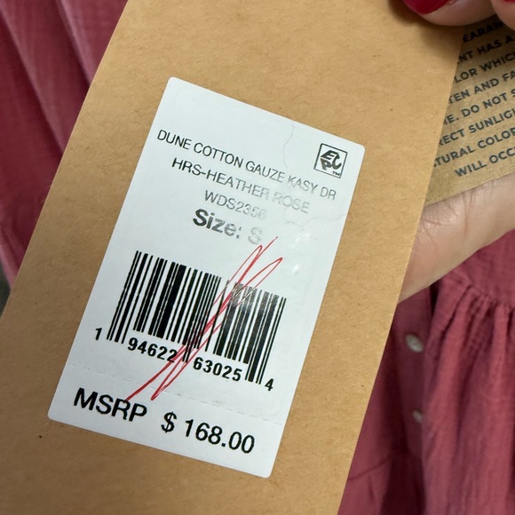 Faherty- Dune Cotton Gauze Kasey Dress - Light Pink Button-Down Tiered Dress - Picture 3 of 3